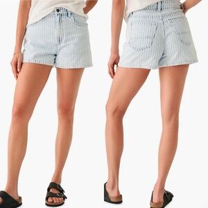 Faherty Topsail Stripe Denim Shorts Railroad Stripe Blue White Size 26